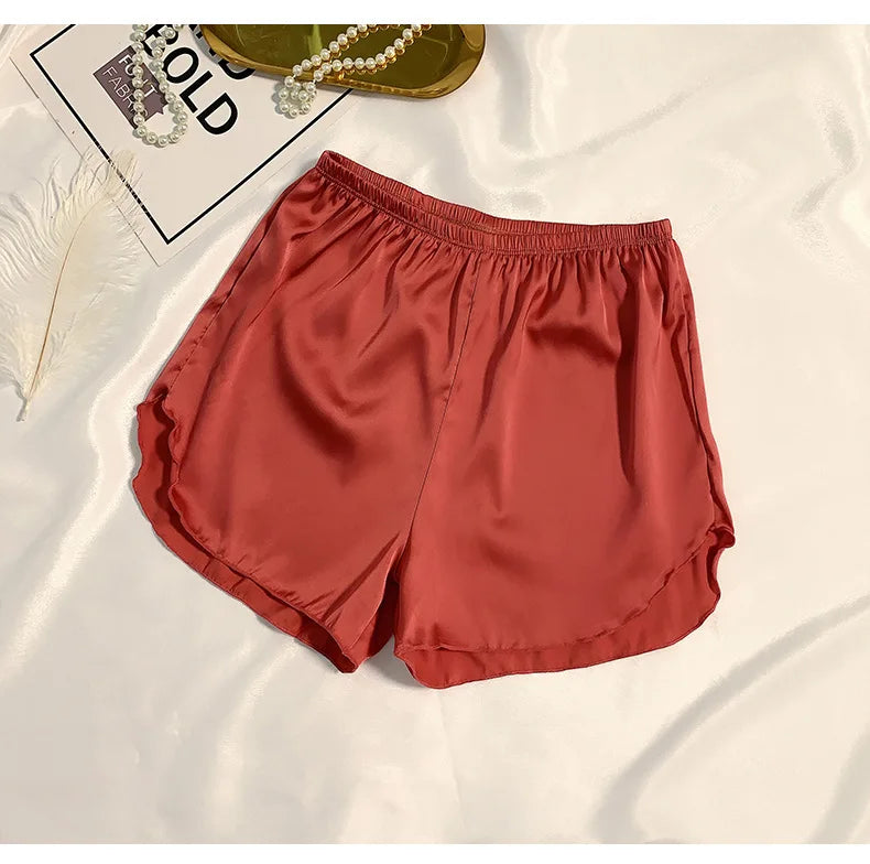 Women's Summer Ice Silk Pajama Shorts - Plus Size Satin Sleepwear Bottoms