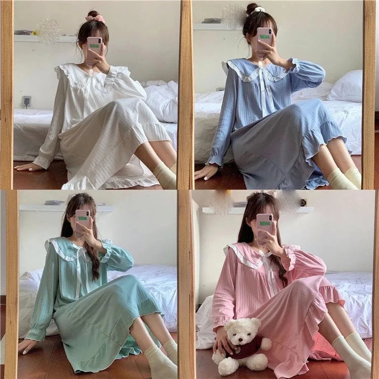 NS Style Plus Size Long-Sleeved Nightgown - Princess Fairy Court Design