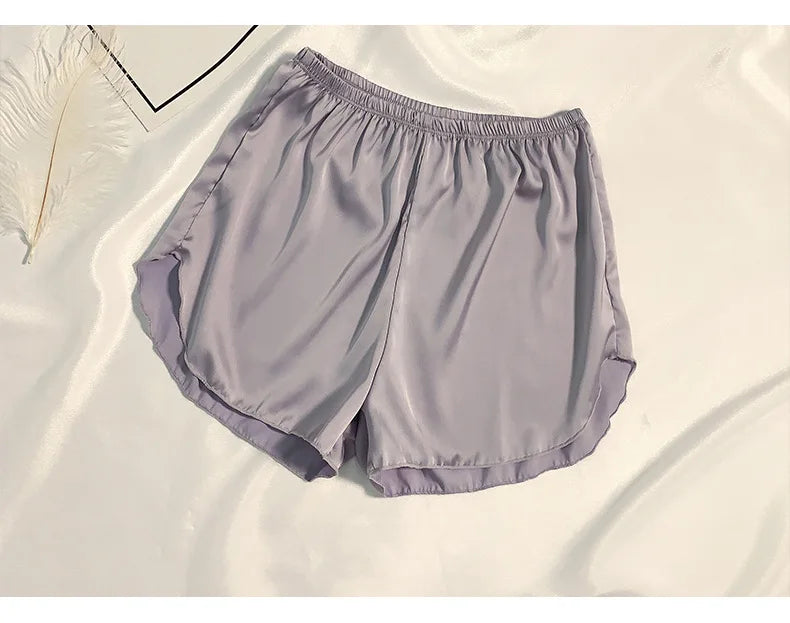 Women's Summer Ice Silk Pajama Shorts - Plus Size Satin Sleepwear Bottoms